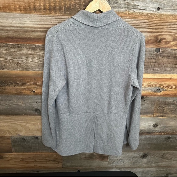 Talbots Womens Medium Sweater Cardigan Open Front Split Back Gray Long Sleeve - Picture 4 of 7